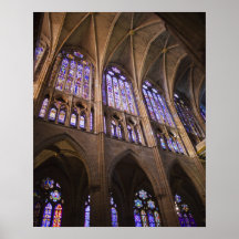 Catedral de Leon, interior stained glass windows Posters