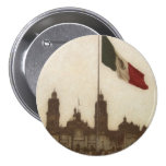Catedral en el Zocalo del DF con la Bandera 12 Pinback Button