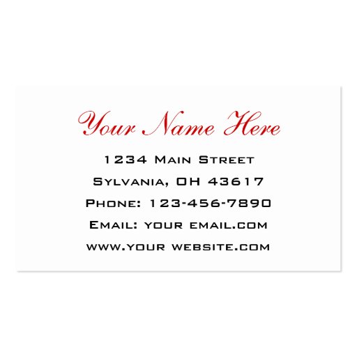 Catering Bakery Business Card (back side)
