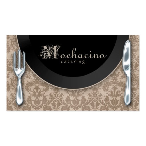 Catering Business Cards  Cutlery Plate Beige (front side)