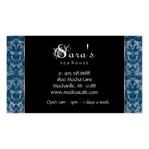 Catering Business Cards Cutlery Plate Blue (back side)