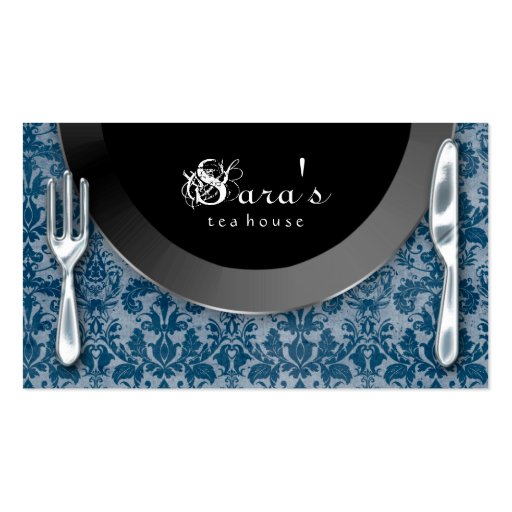 Catering Business Cards Cutlery Plate Blue