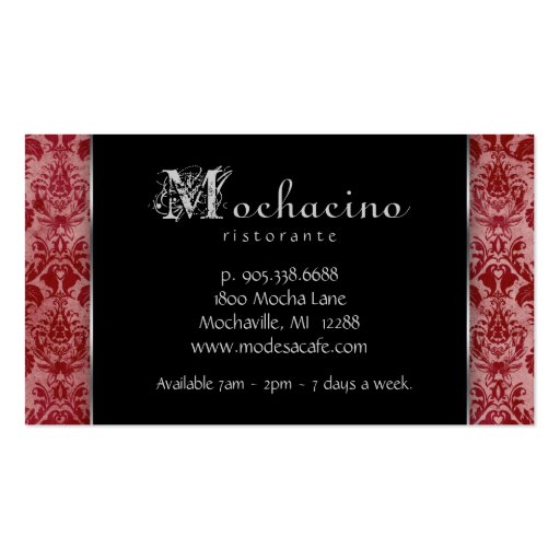 Catering Business Cards Cutlery Plate Red (back side)
