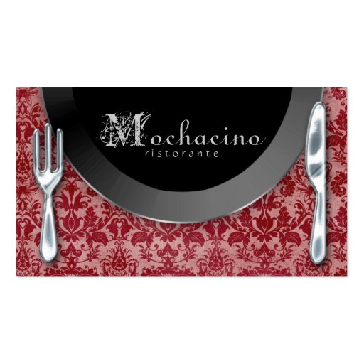 Catering Business Cards Cutlery Plate Red (front side)