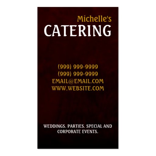 Catering, Food, Restaurant, Chef, Business Card (back side)