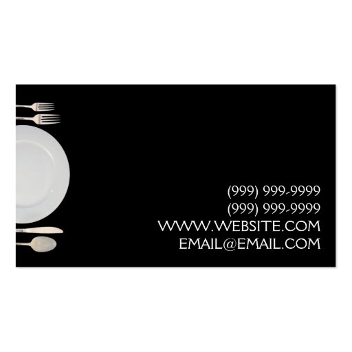 Catering, Food, Restaurant, Chef, Planner Business Card Templates (back side)
