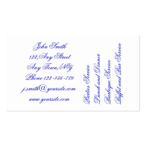 Catering Service Business Card Template (back side)