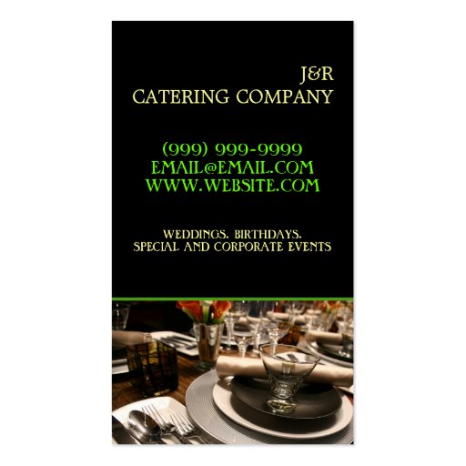Catering Service, Food, Party Planner Business Card Template (back side)