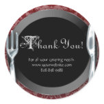 Catering Thank You Stickers Silver Cutlery Red