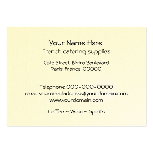Catering vintage French cafe business card (back side)