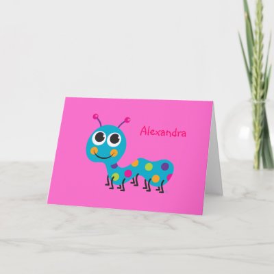 Caterpillar Notecard on Hot Pink Background by creatingmybestlife