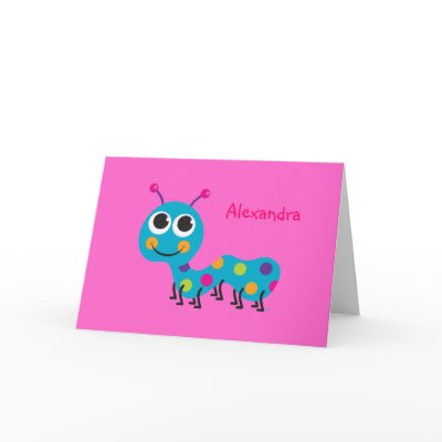 Caterpillar Notecard on Hot Pink Background by creatingmybestlife