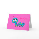 Caterpillar Notecard on Hot Pink Background