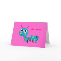 Caterpillar Notecard on Hot Pink Background