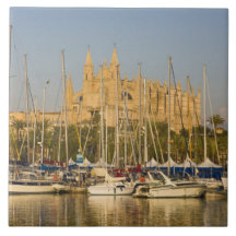 Cathedral and marina, Palma, Mallorca, Spain 2 Ceramic Tile