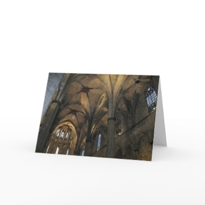 Cathedral La Seu, Barcelona, Spain notecard by gothicarts