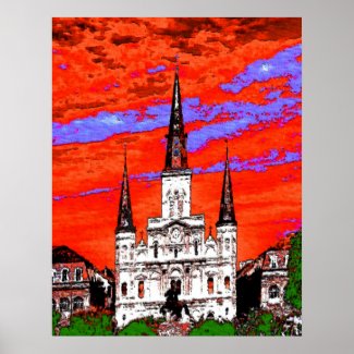 Cathedral, New Orleans, Fauvist Colors print