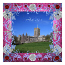 Cathedral Rubies Art Deco Wedding Invitation Card