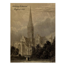 Cathedrals of England Series: Salisbury 1836 Postcard