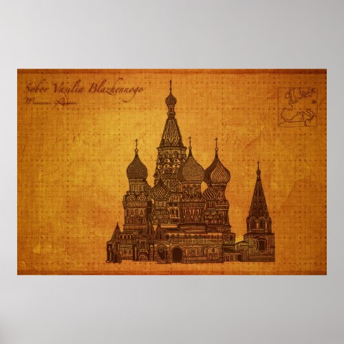 Cathedrals: Sobor Vasilia Blazhennogo, Moscow print