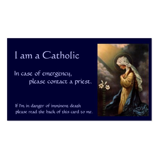 Catholic ID Card "in case of emergency" Business Cards