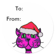 catitude christmas tag sticker