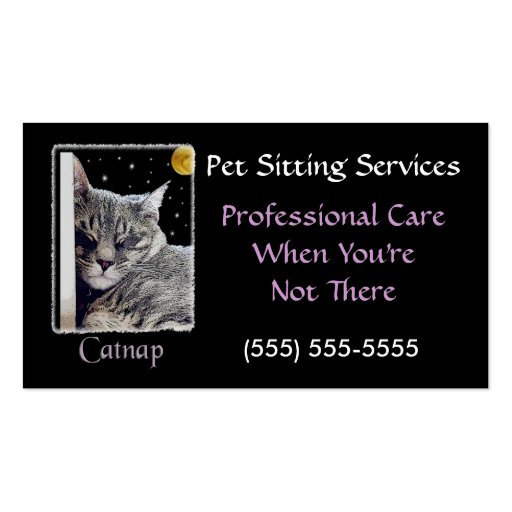 Catnap Pet Sitting Business Profile Card Template Business Card Templates (front side)