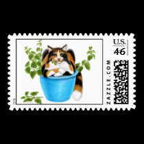 Catnip Chomping Calico Cat Postage postage