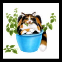 Catnip Chomping Calico Cat Poster posters