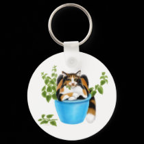 Catnip Chomping Calico Keychain