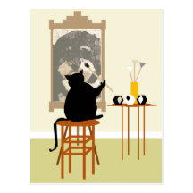 CatPaintingDog Post Card