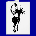 cats009 ARROGANT BLACK CAT WALKING HAUGHTY CARTOON cards