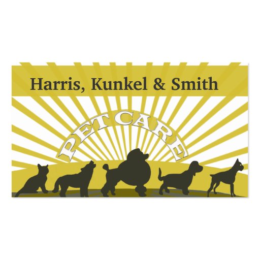Cats and Dogs Sunshine Party - Pet Care Business Cards (front side)