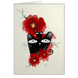 Cats and flowers sunset Card