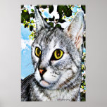 Cats and Nature "In Full Bloom" Digital Art Poster