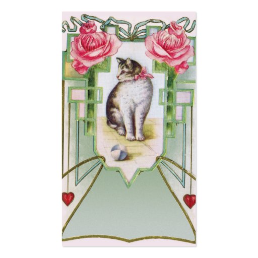 Cats and Roses Business Card Template (back side)