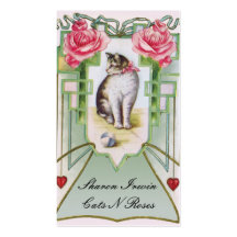 Cats and Roses Business Card Template