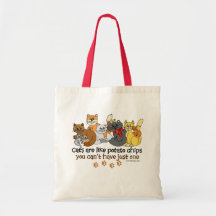 Cats are like potato chips canvas bag