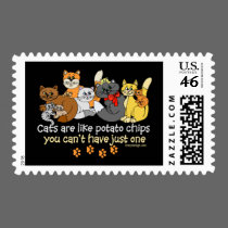 Cats are like potato chips postage stamp