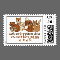 Cats are like potato chips stamp