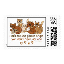 Cats are like potato chips stamp