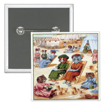 Cats at the Beach by Louis Wain Pinback Button