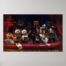 Cats at the Theater for Christmas Louis Wain Posters