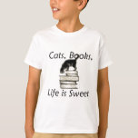 cats and books t shirt