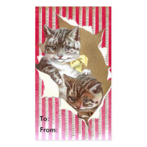 Cats Burst Through Paper Gift Tag business cards
