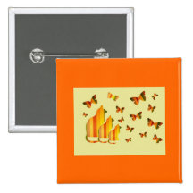 Cats & Butterflies Pinback Button