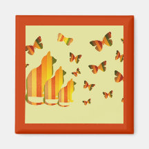 Cats & Butterflies Refrigerator Magnet