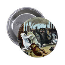 Cats Duke It Out on a Rooftop Pinback Buttons