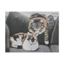Cats Hanging Out Art Postcard