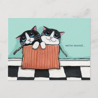 Cats in a Packing Box | We've Moved Announcement postcard